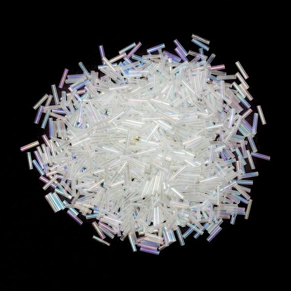 СТЪКЛЕНИ МЪНИСТА СИНЦИ - ПРЪЧИЦИ 12х2мм - ПРОЗРАЧНИ ДЪГА - БЯЛО 161 - ПАКЕТ 450 гр. Отвор-0.8мм