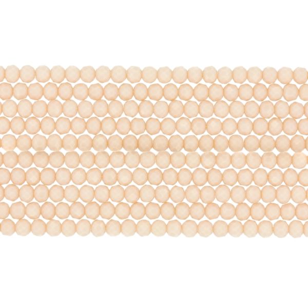 GLASS BEADS - FACETED RONDELLE CRYSTALS - 3x2mm - OPAQUE - CREAM (LIGHT) 050 - PACKAGE (10x126pcs.) Hole-0.8mm