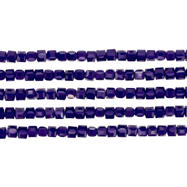GLASS BEADS - CRYSTALS - CUBE 4x4mm - OPAQUE - BLUE (DARK) 058А - 98pcs. Hole-1.2mm
