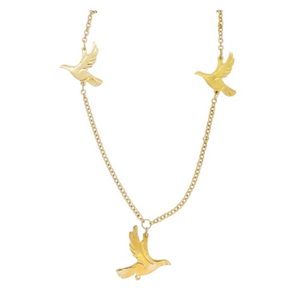  JEWELRY - NECKLACE - BRASS - BIRDS K149 - 2.6x2.6cm ROSE GOLD - PACKAGE 6pcs.