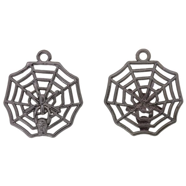METAL BEADS - PENDANT - SPIDER WEB 03 - 26x29x1mm OXIDIZED - 2pcs. Hole-2.0mm