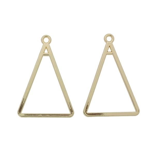 METAL BEADS - PENDANT - TRIANGLE 04 - 21x31x1mm GOLD - 3pcs. Hole-1.8mm