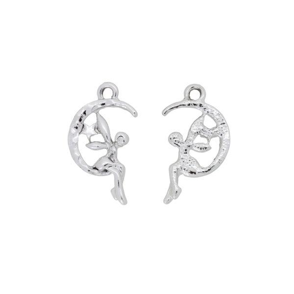 МЕТАЛНИ МЪНИСТА - ВИСУЛКА - ФЕЯ 07 - 14х25х2мм СРЕБРИСТО - ПАКЕТ 20 бр. Отвор-1.8мм