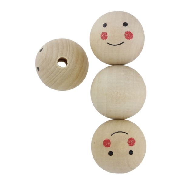 ДЪРВЕНИ МЪНИСТА - ТОПЧЕ С УСМИВКА 01 - 35мм НАТУРАЛНО Т. - 1 бр. Отвор-6.5мм