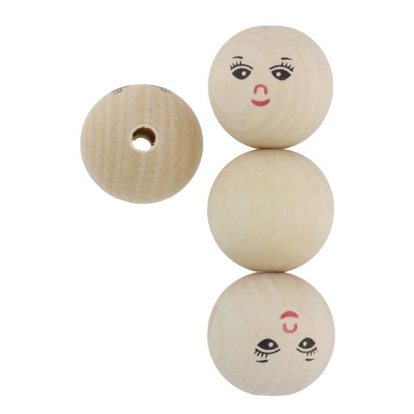 ДЪРВЕНИ МЪНИСТА - ТОПЧЕ С УСМИВКА 04 - 35мм НАТУРАЛНО - ПАКЕТ 10 бр. Отвор-6.5мм