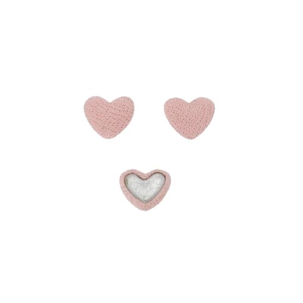 ADHESIVE BEADS - TEXTILE - HEART 166 - 14x17x6mm - GEORGETTE 03 - PINK (LIGHT) - 10pcs.