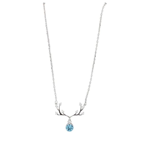 БИЖУТЕРИЯ - КОЛИЕ - МЕСИНГ И ЦИРКОН - ЕЛЕН К193 - 2.5х2.2см НИКЕЛ-БЯЛО-СИНЬО СВ. - 1 бр.