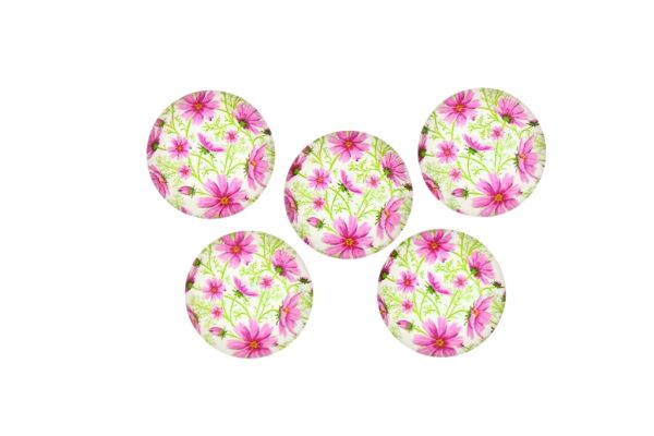 СТЪКЛЕНИ МЪНИСТА - КАБОШОНИ ЦВЕТНИ - КРЪГ 20мм - ЦВЕТЯ РОЗОВИ 01 - ПАКЕТ 25 бр.