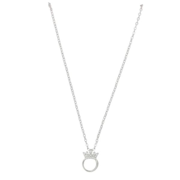 БИЖУТЕРИЯ - КОЛИЕ - МЕСИНГ И ЦИРКОН - КРЪГ С КОРОНА К182 - 0.9х1.3см НИКЕЛ И БЯЛО - ПАКЕТ 6 бр.