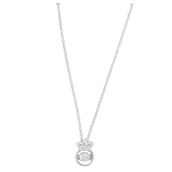 БИЖУТЕРИЯ - КОЛИЕ - МЕСИНГ И ЦИРКОН - КРЪГ С КОРОНА К183 - 0.9х1.3см НИКЕЛ И БЯЛО - ПАКЕТ 6 бр.