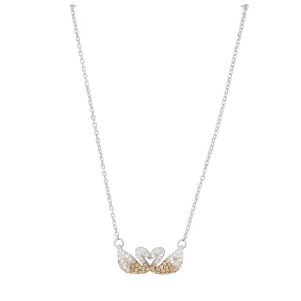 БИЖУТЕРИЯ - КОЛИЕ - МЕСИНГ И ЦИРКОН - ЛЕБЕДИ К196 - 2.2х1.0см НИКЕЛ-БЯЛО-КАФЯВО СВ. - 1 бр.