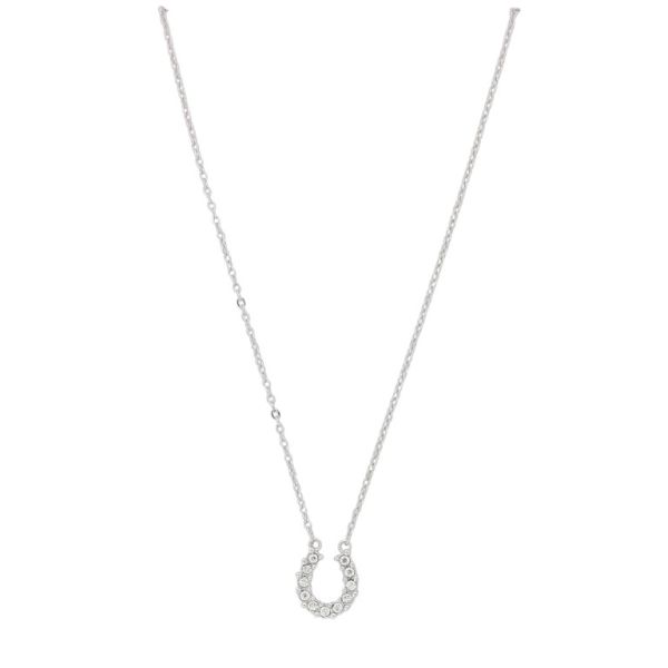 БИЖУТЕРИЯ - КОЛИЕ - МЕСИНГ И ЦИРКОН - ПОДКОВА К173 - 1.0х1.2см НИКЕЛ И БЯЛО - ПАКЕТ 6 бр.