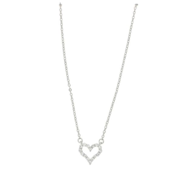 БИЖУТЕРИЯ - КОЛИЕ - МЕСИНГ И ЦИРКОН - СЪРЦЕ К161 - 1.5х1.4см НИКЕЛ И БЯЛО - 1 бр.