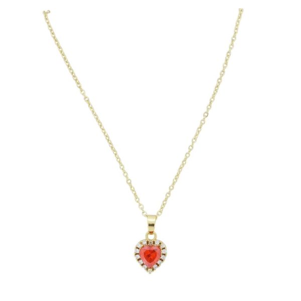 БИЖУТЕРИЯ - КОЛИЕ - МЕСИНГ И ЦИРКОН - СЪРЦЕ К209 - 1.0х1.8см ЗЛАТИСТО-БЯЛО-ОРАНЖЕВО - 1 бр.