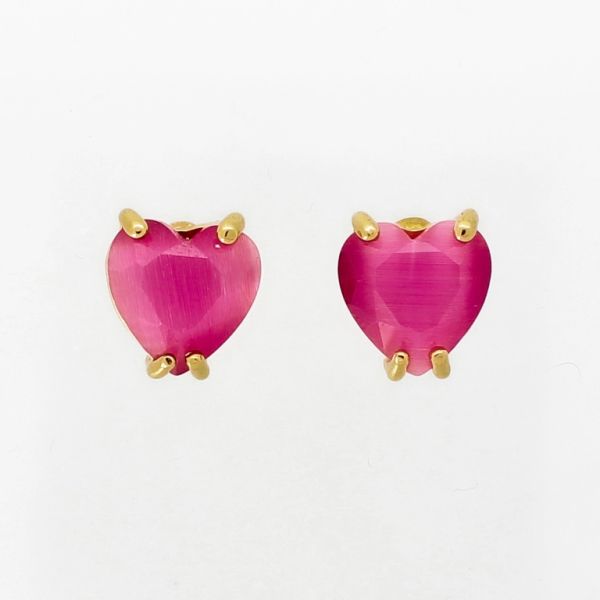 БИЖУТЕРИЯ - ОБЕЦИ - ВИНТ - КОТЕШКО ОКО - СЪРЦЕ 902 - 1.2х1.2см ЗЛАТИСТО И ЦИКЛАМА - ПАКЕТ 6 чифта