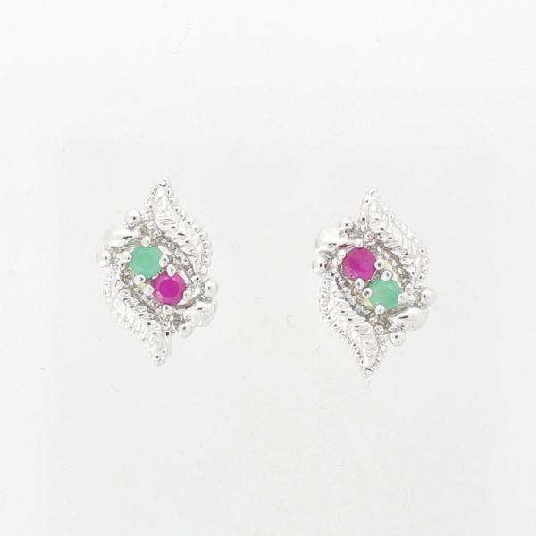 БИЖУТЕРИЯ - ОБЕЦИ - ВИНТ - МЕСИНГ И ЦИРКОН - ГЪСЕНИЦИ Е908 - НИКЕЛ-ЦИКЛАМА-ЗЕЛЕНО - ПАКЕТ 6 чифта