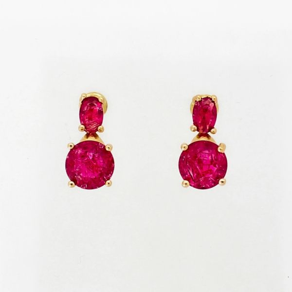 БИЖУТЕРИЯ - ОБЕЦИ - ВИНТ - МЕСИНГ И ЦИРКОН - Е907 - ЗЛАТИСТО И ЦИКЛАМА - ПАКЕТ 6 чифта