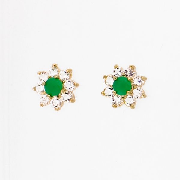 БИЖУТЕРИЯ - ОБЕЦИ - ВИНТ - МЕСИНГ И ЦИРКОН - ЦВЕТЕ 904 - ЗЛАТИСТО-БЯЛО-ЗЕЛЕНО - ПАКЕТ 6 чифта