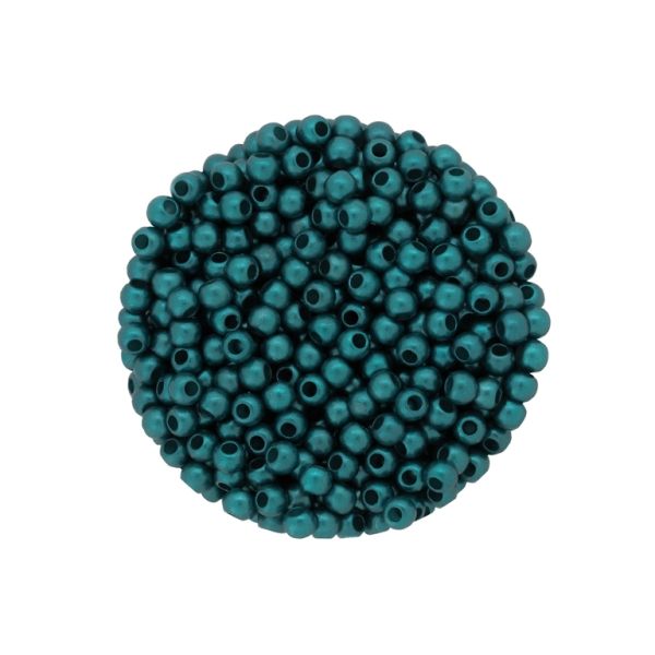 ПЛАСТМАСОВИ ПЕРЛИ МАТИРАНИ - ТОПЧЕ - 4мм СИНЬО ПЕТРОЛЕНО 134 - 50 гр. Отвор-1.7мм (1950 бр.)