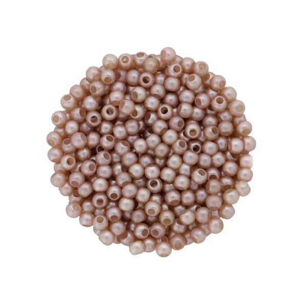 ACRYLIC IMITATION PLASTIC PEARLS MATTED - BALL - 4mm ROSE DUST (LIGHT) 129 - PACKAGE 500g Hole-1.7mm (20500pcs.)