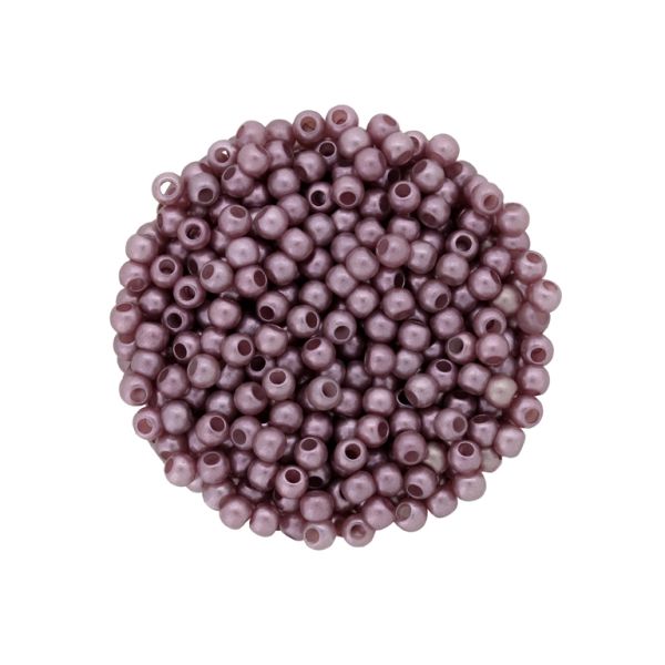 ACRYLIC IMITATION PLASTIC PEARLS MATTED - BALL - 4mm ROSE DUST 151 - 50g Hole-1.7mm (2180pcs.)