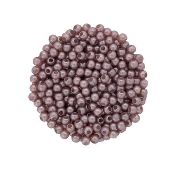 ACRYLIC IMITATION PLASTIC PEARLS MATTED - BALL - 4mm ROSE DUST 148 - PACKAGE 500g Hole-1.7mm (21200pcs.)