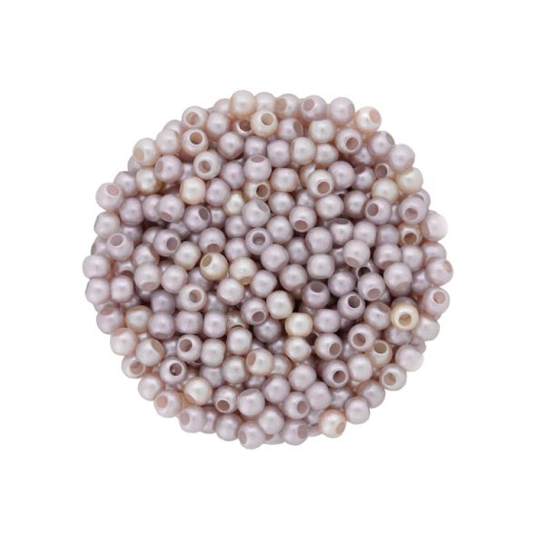ACRYLIC IMITATION PLASTIC PEARLS MATTED - BALL - 4mm MIX ROSE DUST (LIGHT) AND WHITE - PACKAGE 500g Hole-1.7mm (20150pcs.)