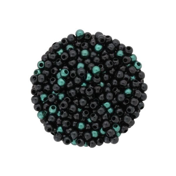 ACRYLIC IMITATION PLASTIC PEARLS MATTED - BALL - 4mm MIX GREEN (DARK) AND BLACK - PACKAGE 500g Hole-1.7mm (19500pcs.)