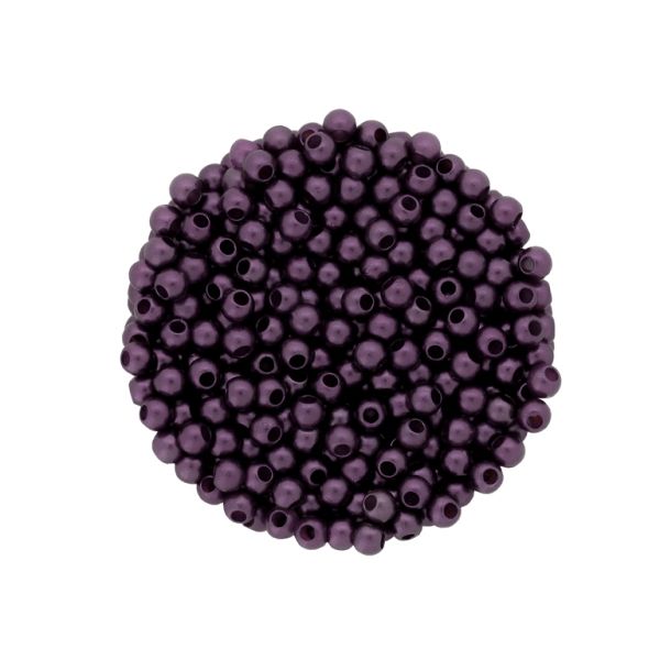 ACRYLIC IMITATION PLASTIC PEARLS MATTED - BALL - 4mm PURPLE (DARK) 147 - PACKAGE 500g Hole-1.7mm (19500pcs.)