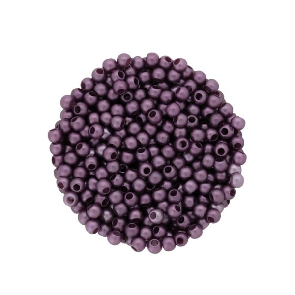 ACRYLIC IMITATION PLASTIC PEARLS MATTED - BALL - 4mm PURPLE (DARK) 132 - PACKAGE 500g Hole-1.7mm (22050pcs.)