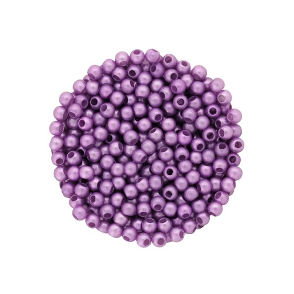 ACRYLIC IMITATION PLASTIC PEARLS MATTED - BALL - 4mm PURPLE 135 - PACKAGE 500g Hole-1.7mm (20450pcs.)