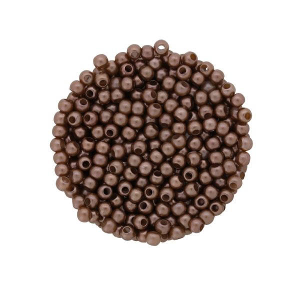 ACRYLIC IMITATION PLASTIC PEARLS MATTED - BALL - 4mm BROWN 131 - PACKAGE 500g Hole-1.7mm (20600pcs.)