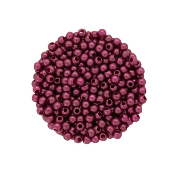ACRYLIC IMITATION PLASTIC PEARLS MATTED - BALL - 4mm BORDEAUX (DARK) 150 - 50g Hole-1.7mm (2000pcs.)
