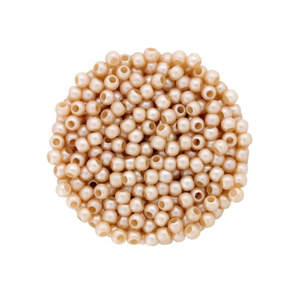 ACRYLIC IMITATION PLASTIC PEARLS MATTED - BALL - 4mm BEIGE 127 - 50g Hole-1.7mm (1975pcs.)