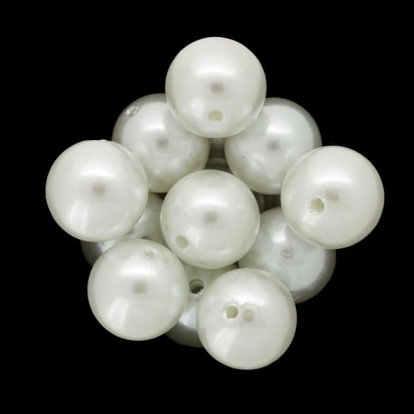 ACRYLIC IMITATION PLASTIC PEARLS - BALL - 18mm WHITE 118 - PACKAGE 500g Hole-2.2mm (174pcs.)