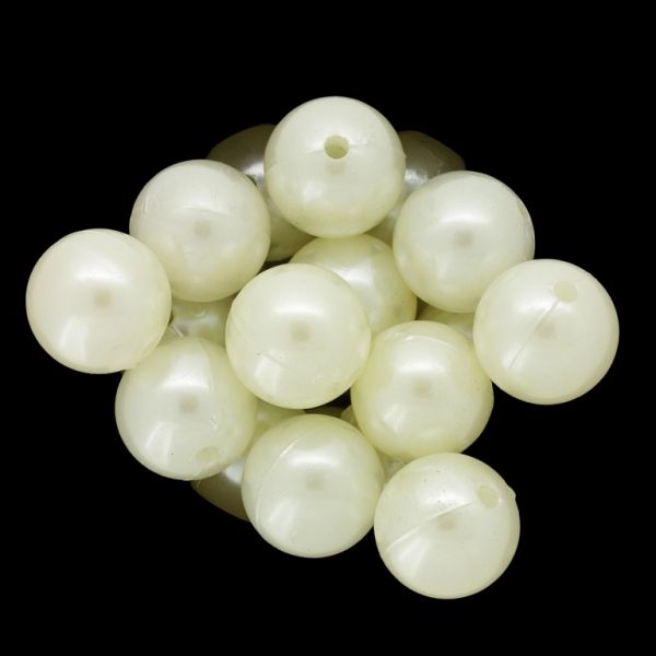 ACRYLIC IMITATION PLASTIC PEARLS - BALL - 16mm ECRU 160 - PACKAGE 500g Hole-2.5mm (238pcs.)