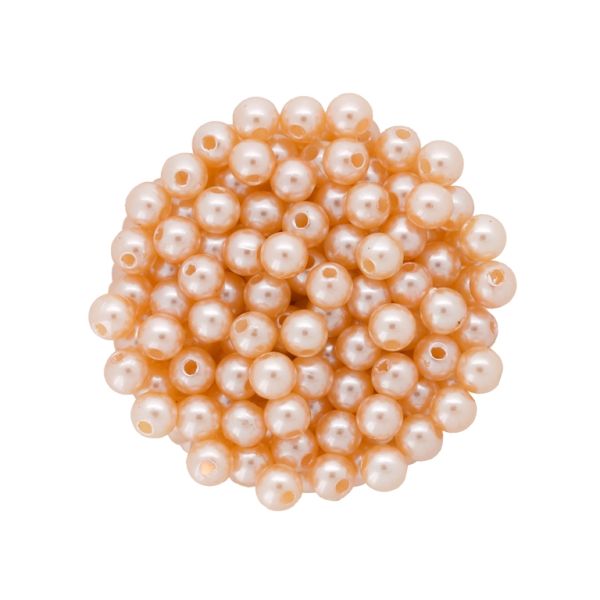 ACRYLIC IMITATION PLASTIC PEARLS - BALL - 6mm PEACH 158 - 50g Hole-1.8mm (510pcs.)
