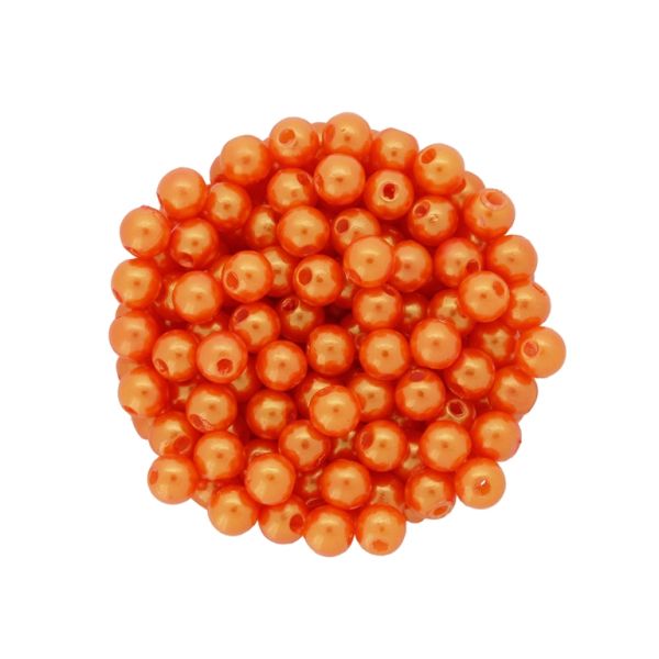 ACRYLIC IMITATION PLASTIC PEARLS - BALL - 6mm ORANGE 157 - PACKAGE 500g Hole-1.8mm (5100pcs.)