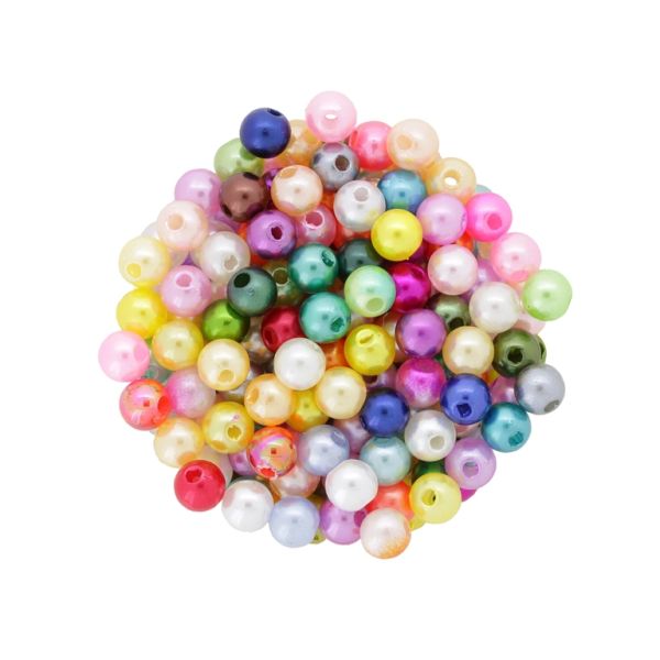 ACRYLIC IMITATION PLASTIC PEARLS - BALL - 6mm MIX 01 - 50g Hole-1.8mm (500pcs.)