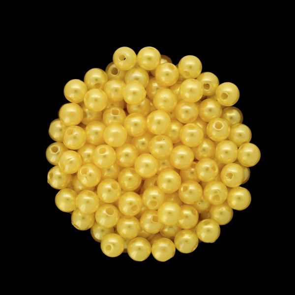 ACRYLIC IMITATION PLASTIC PEARLS - BALL - 6mm YELLOW 155 - PACKAGE 500g Hole-1.8mm (5250pcs.)