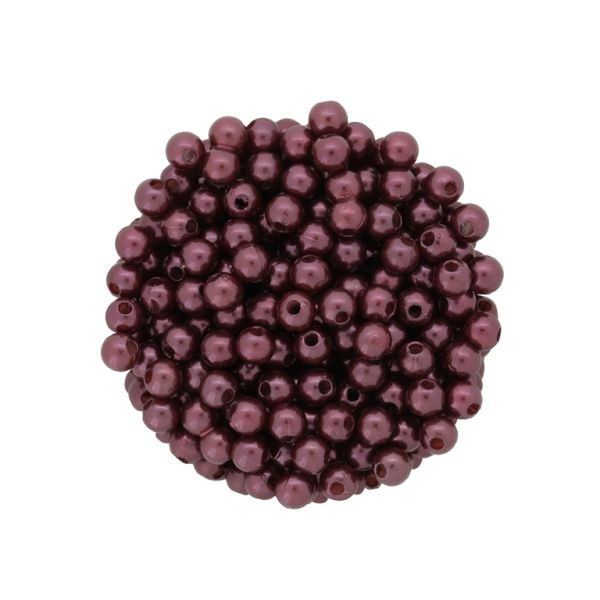 ACRYLIC IMITATION PLASTIC PEARLS - BALL - 5mm BORDEAUX (DARK) 79 - PACKAGE 500g Hole-1.6mm (8700pcs.)