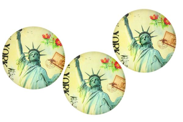 GLASS BEADS - CABOCHONS PATTERN - HALF ROUND 35mm - LANDMARKS - STATUE OF LIBERTY 02 - PACKAGE 10pcs.