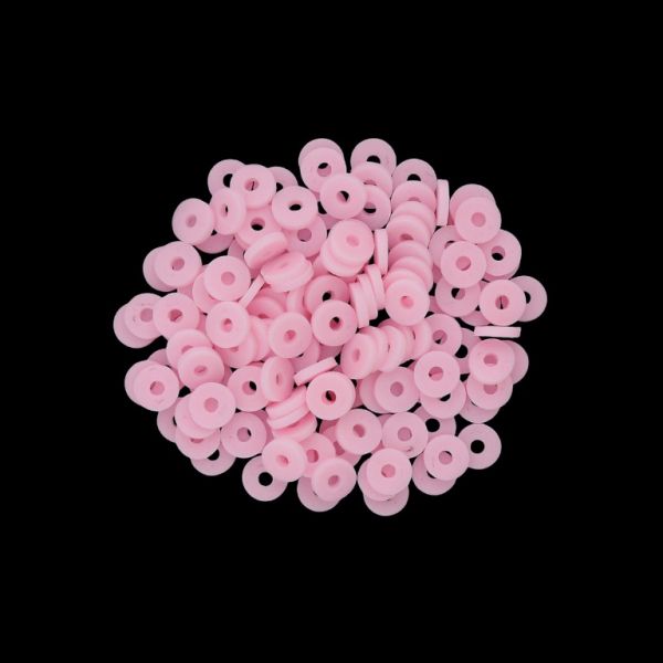 МЪНИСТА ОТ ПОЛИМЕРНА ГЛИНА ФИМО - ШАЙБА 01 - 6мм - РОЗОВО СВ. 016 - ПАКЕТ 500 гр. (11 400 бр.) Отвор-2.0мм