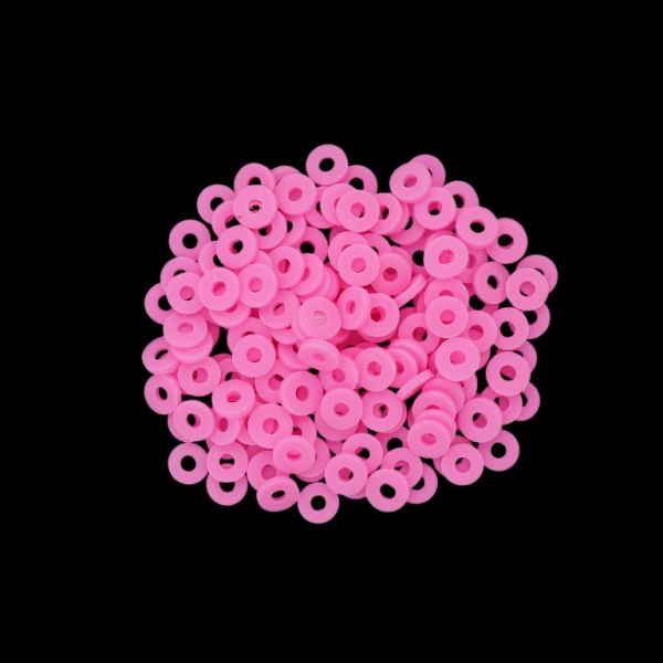 МЪНИСТА ОТ ПОЛИМЕРНА ГЛИНА ФИМО - ШАЙБА 01 - 6мм - РОЗОВО 018 - 25 гр. (790 бр.) Отвор-2.0мм