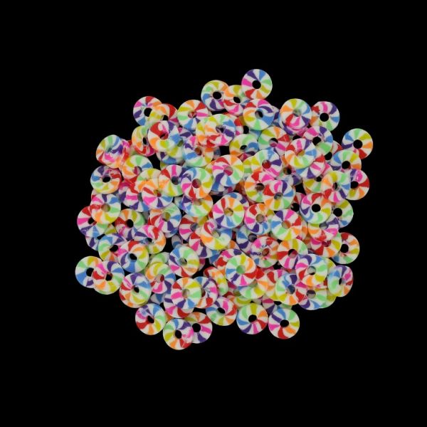POLYMER CLAY FIMO BEADS - WASHER 01 - 6mm - MIX RAINBOW 033 - PACKAGE 500g (11 400pcs.) Hole-2.0mm