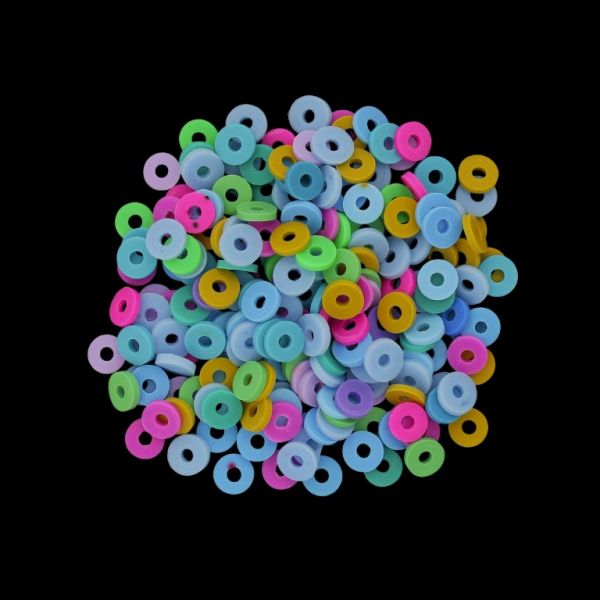 POLYMER CLAY FIMO BEADS - WASHER 01 - 6mm - MIX 032 - PACKAGE 500g (13 140pcs.) Hole-2.0mm
