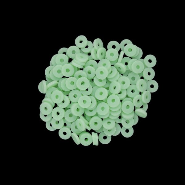 POLYMER CLAY FIMO BEADS - WASHER 01 - 6mm - MINT 015 - PACKAGE 500g (11 980pcs.) Hole-2.0mm