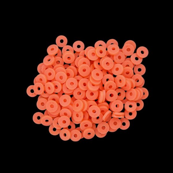 МЪНИСТА ОТ ПОЛИМЕРНА ГЛИНА ФИМО - ШАЙБА 01 - 6мм - КОРАЛ 006 - 25 гр. (602 бр.) Отвор-2.0мм