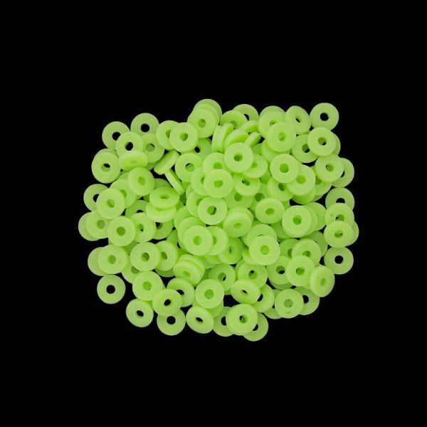 МЪНИСТА ОТ ПОЛИМЕРНА ГЛИНА ФИМО - ШАЙБА 01 - 6мм - ЗЕЛЕНО СВ. 009 - 25 гр. (622 бр.) Отвор-2.0мм