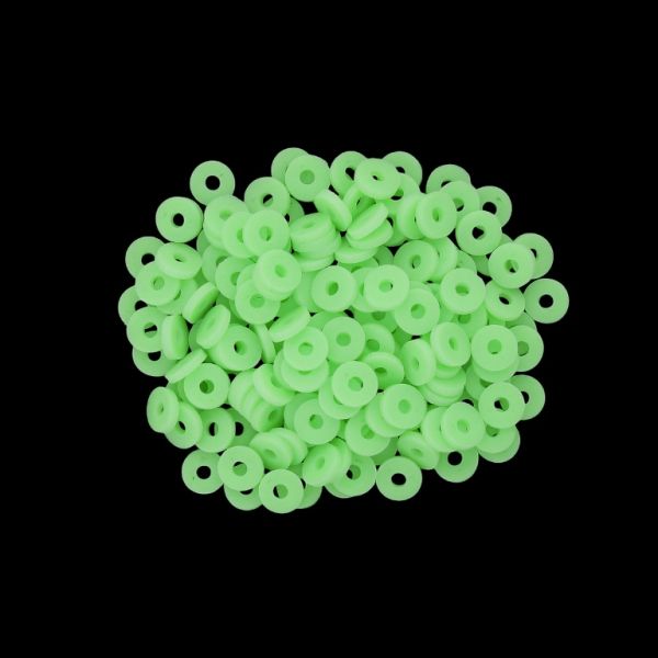МЪНИСТА ОТ ПОЛИМЕРНА ГЛИНА ФИМО - ШАЙБА 01 - 6мм - ЗЕЛЕНО СВ. 008 - ПАКЕТ 500 гр. (11 880 бр.) Отвор-2.0мм